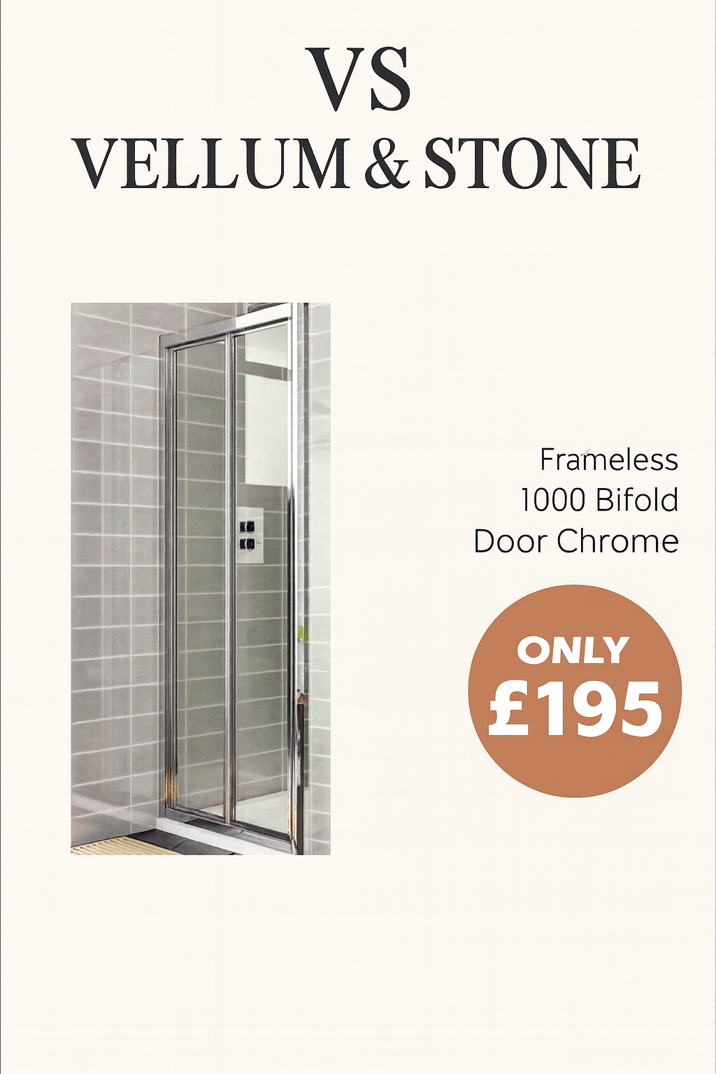 Frameless 1000mm Bifold Shower Door – Chrome Finish