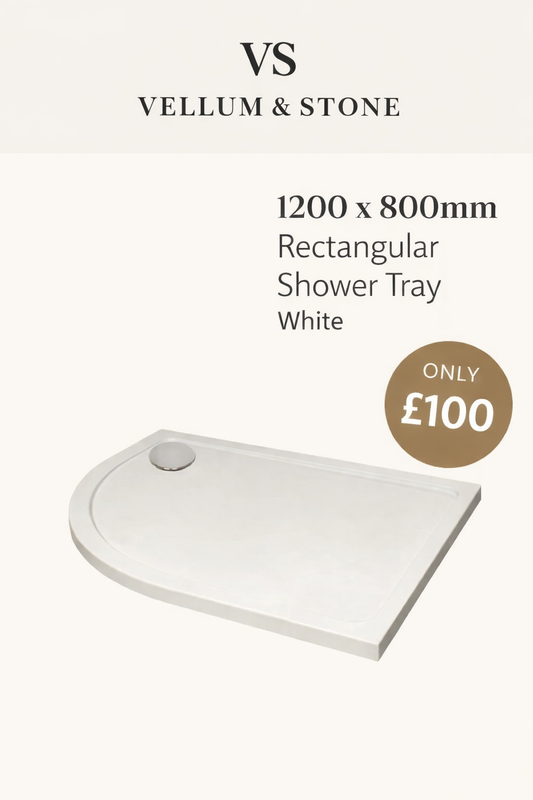 1200 x 800mm Rectangular Shower Tray – White Low Profile