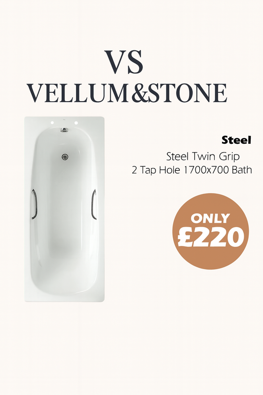 Steel Twin Grip Bath 1700 x 700 - 2 Tap Hole Bath